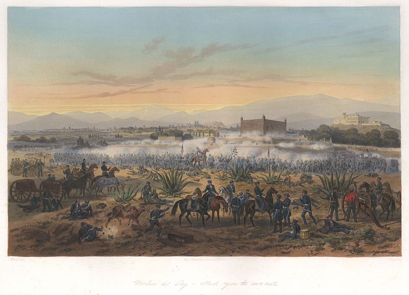 A painting depicting the attack at Casa Mata 