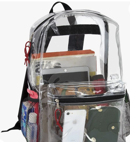 Clear school clearance bag