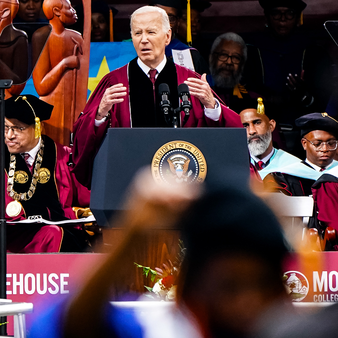 Biden Arrives At Morehouse To Students Protesting Him